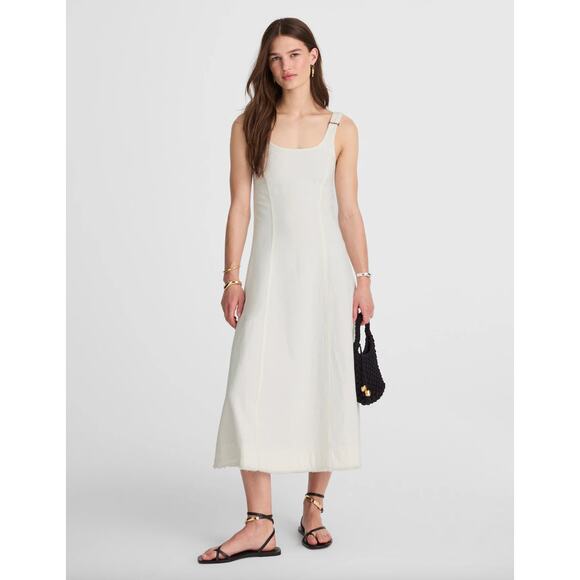 Madewell Dresses & Skirts - Madewell Denim Scoopneck Midi Dress Pure White Wash A Line Minimalist Medium NWT
